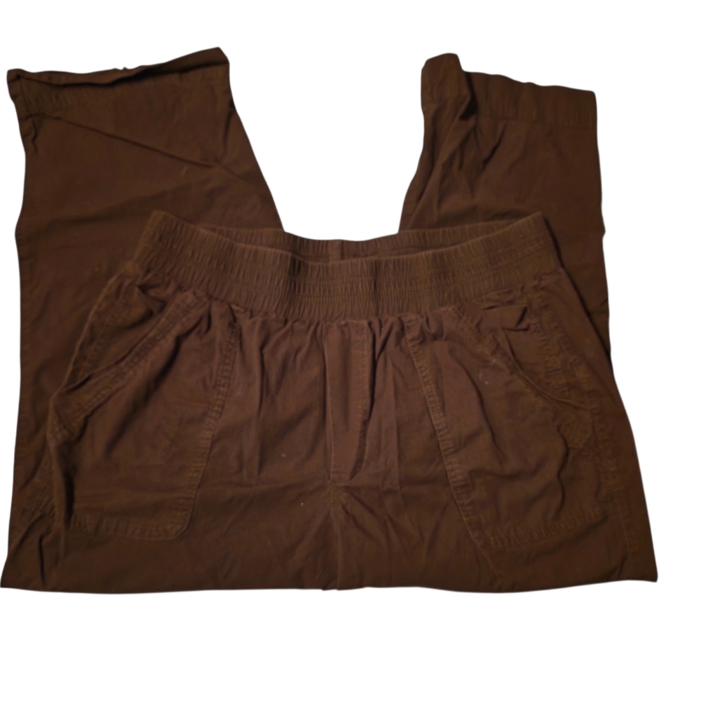 Democracy Brown Elastic Waist Ankle Pants XL Stretch Cotton Blend - Picture 4 of 7